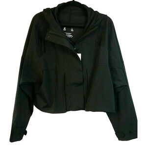 Xersion Black Hooded Cropped QuickDry Jacket/Windbreaker Womens-Large NWT-RTL$54
